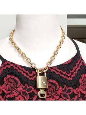 Authentic Louis Vuitton Lock & Key with Unbranded Gold Plated Chain Necklace